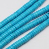 6mm - Chapelet perles rondelles Heishi en Howlite - bleu