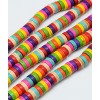 6mm - Chapelet perles rondelles Heishi en Howlite - multicolore