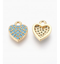 Pendentif coeur + zircon bleu