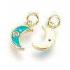 Pendentif mini lune émaillée turquoise