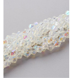 Perle toupie - chapelet perles en verre transparentes irisées 6mm