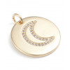 Pendentif médaille doré à l'or fin + lune en zircon