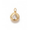 Pendentif goutte doré à l'or fin avec zircon serti