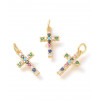 Pendentif croix + zircon multicolore