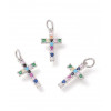 Pendentif croix + zircon multicolore