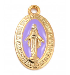 pendentif vierge émaillée bleu