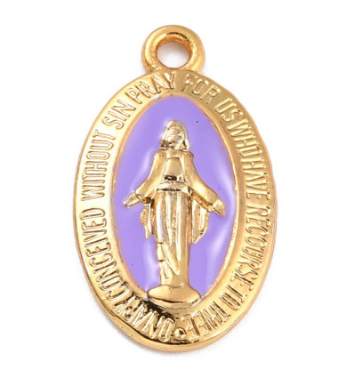 pendentif vierge émaillée bleu