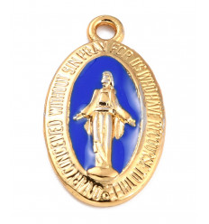 pendentif vierge émaillée bleu