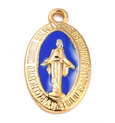pendentif vierge émaillée bleu