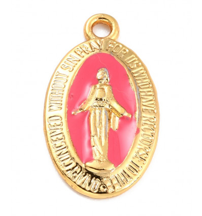 pendentif vierge émaillée bleu