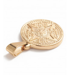Pendentif rond visage fond étoile gravé