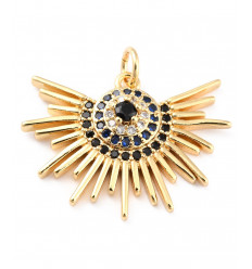 Pendentif oeil articulé + zircon vert