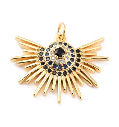 Pendentif oeil articulé + zircon vert