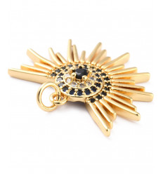 Pendentif oeil articulé + zircon vert