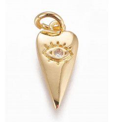 Pendentif oeil articulé + zircon vert