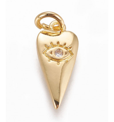 Pendentif oeil articulé + zircon vert