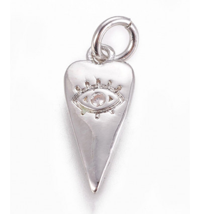 Pendentif oeil articulé + zircon vert