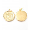 Pendentif médaille doré à l'or fin + lune en zircon
