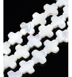 12x12mm - Perle croix en nacre
