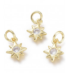 Pendentif oeil articulé + zircon vert