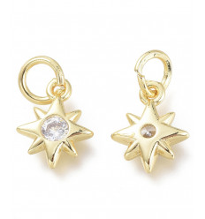 Pendentif oeil articulé + zircon vert