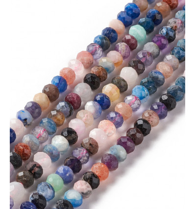 6mm - Pierre naturelle agate indienne - chapelet rondelles ovales