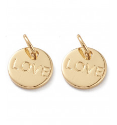 Pendentif médaille gravée "LOVE"