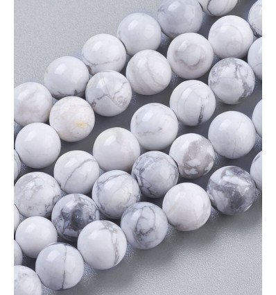 8mm - Chapelet pierre - Howlite blanche