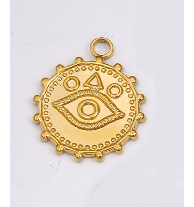Pendentif pastille inoxydable poinçonnée