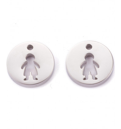 Pendentif pastille inoxydable poinçonnée