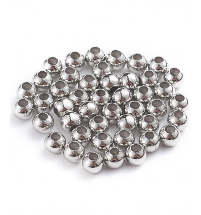 2mm - sachet +/- 250 perles acier inox.