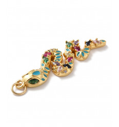 Pendentif oeil articulé + zircon vert