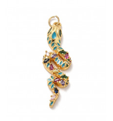 Pendentif oeil articulé + zircon vert