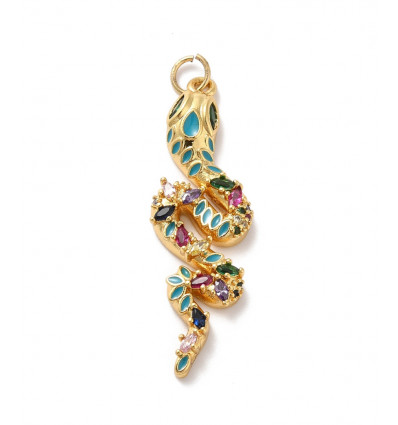Pendentif oeil articulé + zircon vert