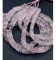 Chapelet Heishi en pierre facettée - quartz rose