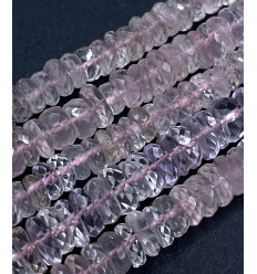 Chapelet Heishi en pierre facettée - quartz rose