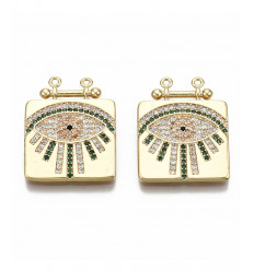 Pendentif oeil articulé + zircon vert
