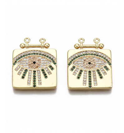 Pendentif oeil articulé + zircon vert