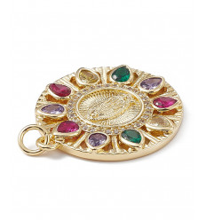 Pendentif oeil articulé + zircon vert