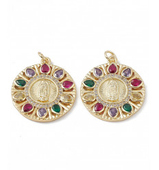 Pendentif oeil articulé + zircon vert