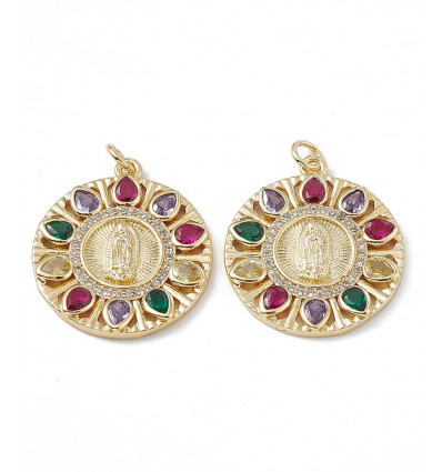 Pendentif oeil articulé + zircon vert