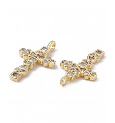 Pendentif grande croix et zircon blanc