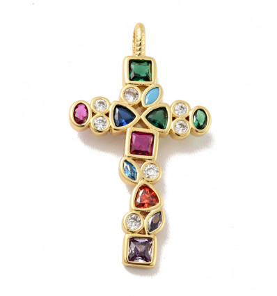 Pendentif oeil articulé + zircon vert