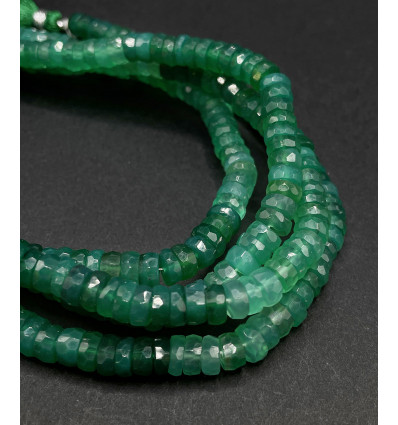 Chapelet Heishi en pierre facettée - Onyx vert