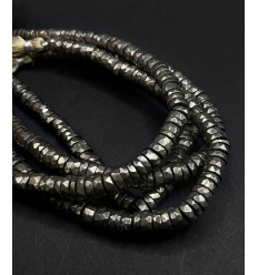 Chapelet Heishi en pierre facettée - pyrite
