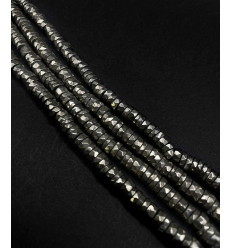 Chapelet Heishi en pierre facettée - pyrite