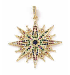 Pendentif oeil articulé + zircon vert