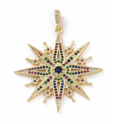Pendentif oeil articulé + zircon vert