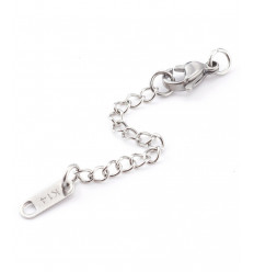 Fermoir + chaine de rallonge et breloque coeur acier inoxydable