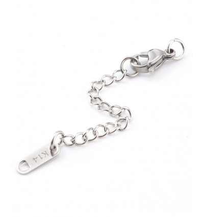 Fermoir + chaine de rallonge et breloque coeur acier inoxydable